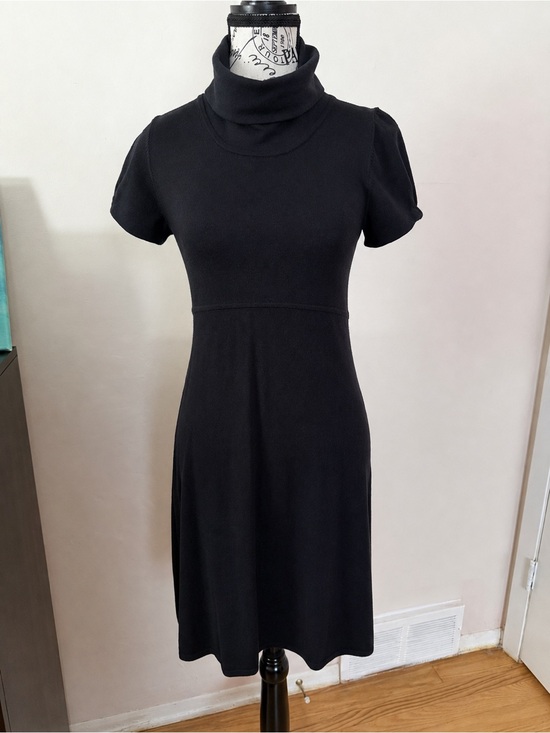 Theory | Dresses | Theory Classic Black Turtleneck Shortsleeve Dress 95 Merino Wool
